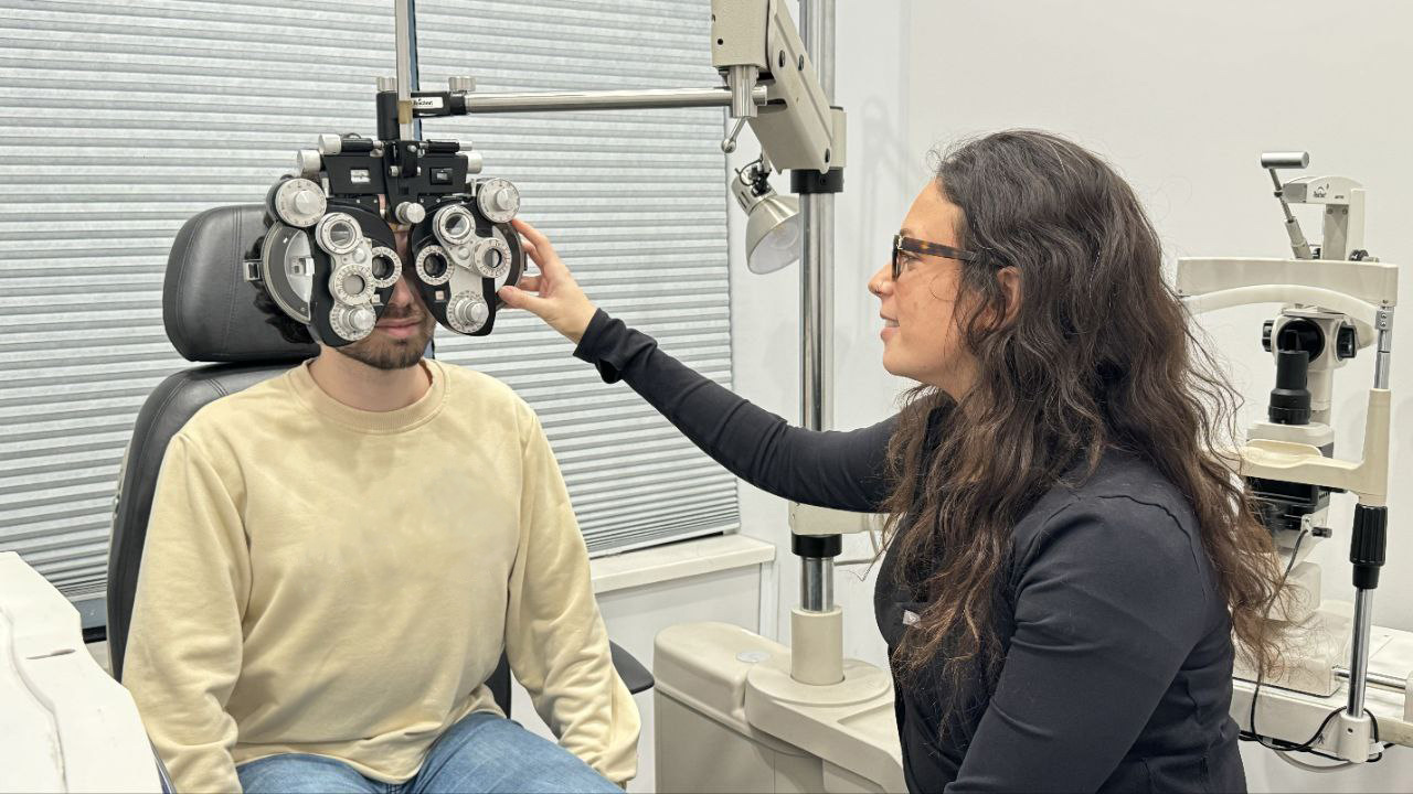 Eye examination with phoropter at Fabulous Optical